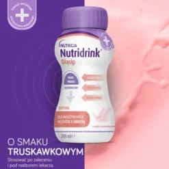 Nutridrink Diasip, płyn, smak truskawkowy, 4 x 200 ml