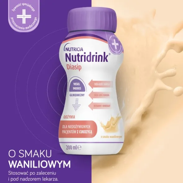 Nutridrink Diasip, płyn, smak waniliowy, 4 x 200 ml