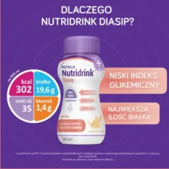 Nutridrink Diasip, płyn, smak waniliowy, 4 x 200 ml