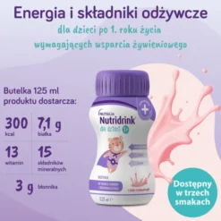 Nutridrink dla dzieci, płyn, smak truskawkowy, 4 x 125 ml