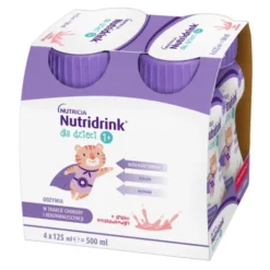 Nutridrink dla dzieci, płyn, smak truskawkowy, 4 x 125 ml