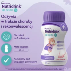 Nutridrink dla dzieci, płyn, smak truskawkowy, 4 x 125 ml