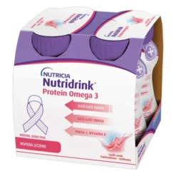 Nutridrink Protein Omega 3, płyn rześki smak truskawkowo-malinowy, 4 x 125 ml