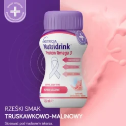 Nutridrink Protein Omega 3, płyn rześki smak truskawkowo-malinowy, 4 x 125 ml