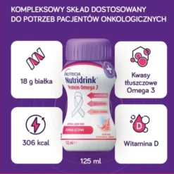 Nutridrink Protein Omega 3, płyn rześki smak mango-brzoskwinia, 4 x 125 ml