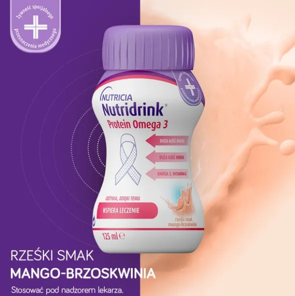 Nutridrink Protein Omega 3, płyn rześki smak mango-brzoskwinia, 4 x 125 ml
