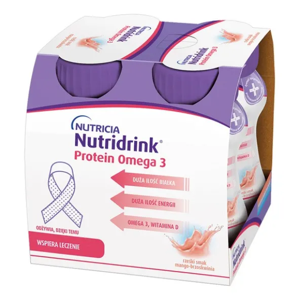 Nutridrink Protein Omega 3, płyn rześki smak mango-brzoskwinia, 4 x 125 ml
