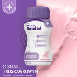 Nutridrink, smak truskawkowy, płyn, 4 x 125 ml