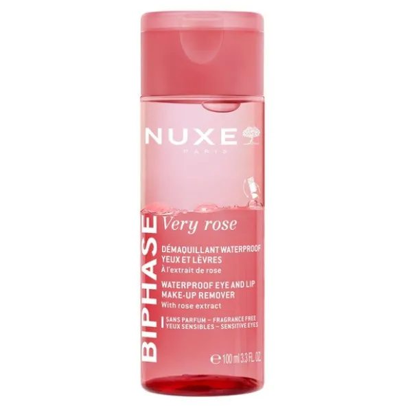 Nuxe Very Rose, dwufazowy płyn do demakijażu oczu i ust, 100 ml