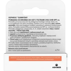 Oeparol Sunnyday, pomadka ochronna do ust, UVA/UVB, SPF 25, 4,8 g
