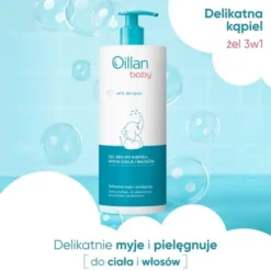 Oillan Baby, żel do kąpieli, mycia ciała i włosów 3w1, 750 ml