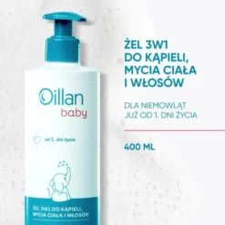 Oillan Baby, żel do mycia ciała i włosów 3 w 1, 400 ml