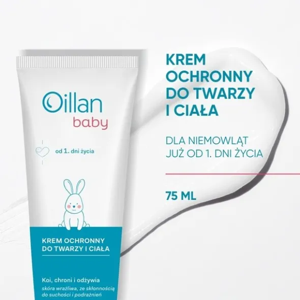 Oillan Baby, krem ochronny do twarzy i ciała, 75 ml
