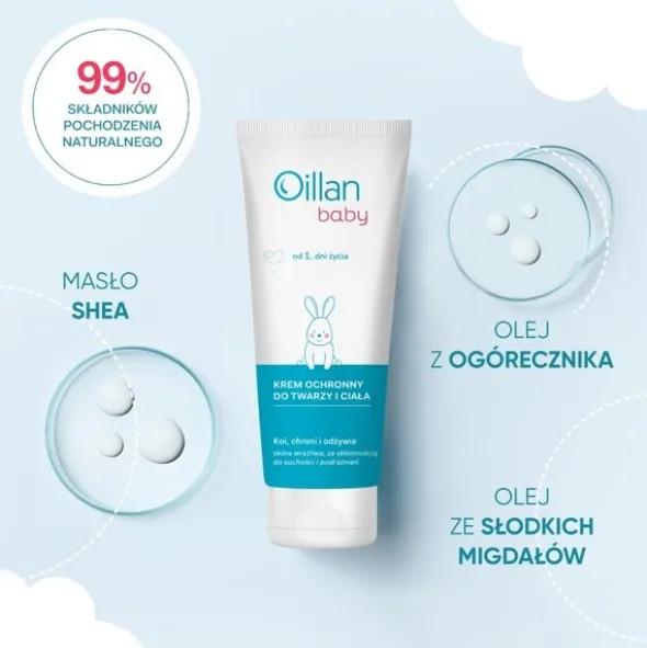 Oillan Baby, krem ochronny do twarzy i ciała, 75 ml
