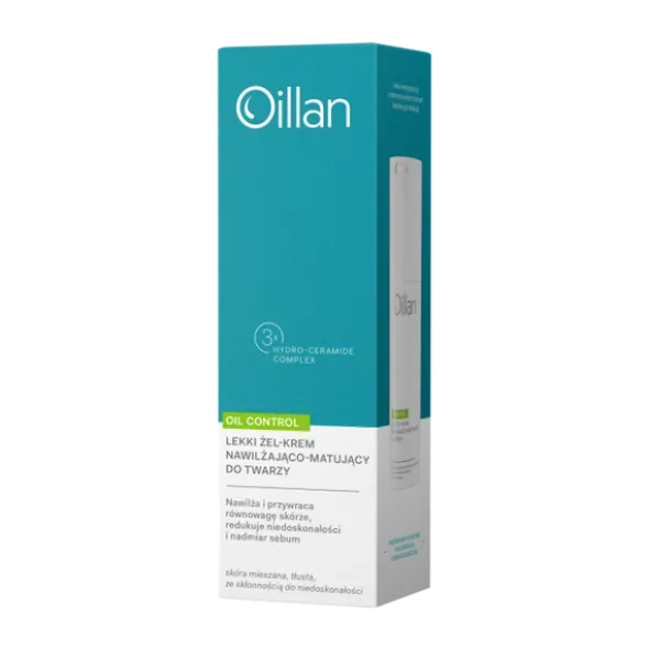 Oillan Oil Control, lekki żel-krem nawilżająco-matujący do twarzy dla skóry mieszanej i tłustej, 50 ml