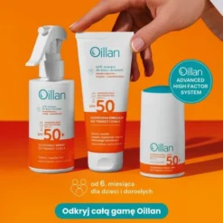 Oillan Sun, ochronny spray przeciwsłoneczny do twarzy i ciała SPF50+ do skóry wrażliwej, 125 ml