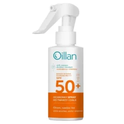Oillan Sun, ochronny spray przeciwsłoneczny do twarzy i ciała SPF50+ do skóry wrażliwej, 125 ml
