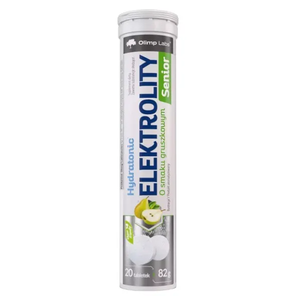 Olimp Hydratonic Elektrolity Senior, tableki musujące, smak gruszkowy, 20 szt.