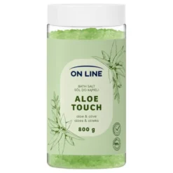 On Line Aloe Touch, sól do kąpieli z aloesem i oliwą z oliwek, 800 g