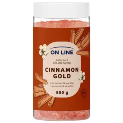On Line Cinnamon Gold, rozgrzewająca sól do kąpieli z cynamonowym aromatem, 800 g