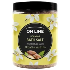 On Line, pieniąca sól do kąpieli Argan & Vanilla, 1,2 kg