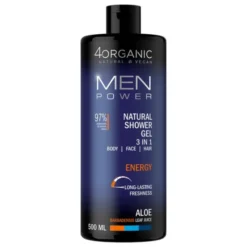 4Organic Men Power Energy, naturalny żel pod prysznic 3 w 1, 500 ml