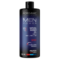 4Organic Men Power Sport, naturalny żel pod prysznic 3 w 1, 500 ml