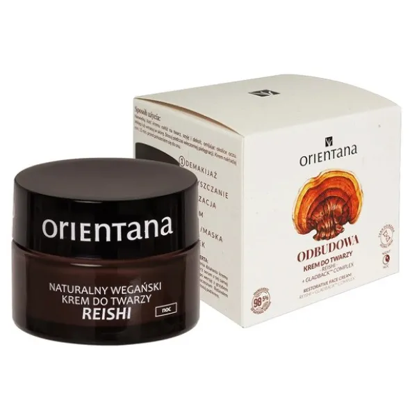 Orientana, naturalny wegański krem do twarzy Reishi na noc, 50 ml