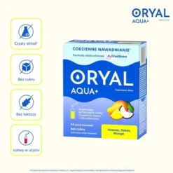 Oryal Aqua+, saszetki z proszkiem, smak ananas-kokos-mango, 14 szt.