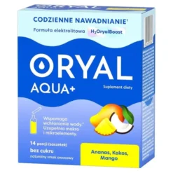 Oryal Aqua+, saszetki z proszkiem, smak ananas-kokos-mango, 14 szt.