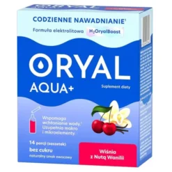 Oryal Aqua+, saszetki z proszkiem, smak wiśnia z nutą wanilii, 14 szt.