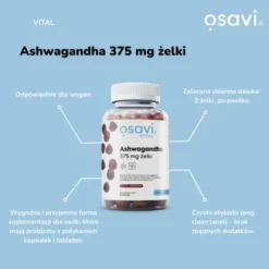Osavi Ashwagandha, 375 mg, żelki o smaku wiśniowym, 90 szt.