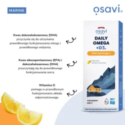 Osavi Daily Omega 1600 mg Omega 3 + D3, cytrynowy, płyn, 250 ml