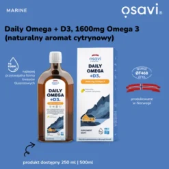 Osavi Daily Omega 1600 mg Omega 3 + D3, cytrynowy, płyn, 250 ml