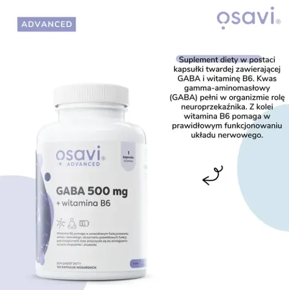 Osavi Gaba 500 mg + witamina B6, kapsułki, 120 szt.