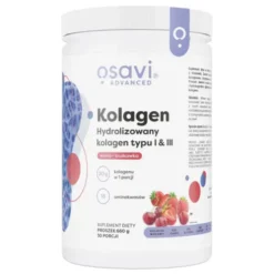 Osavi Kolagen Hydrolizowany typu I & III, proszek, smak wiśnia - truskawka, 660 g