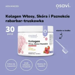 Osavi Kolagen Włosy, Skóra i Paznokcie, proszek, smak rabarbarowo-truskawkowy, 150 g