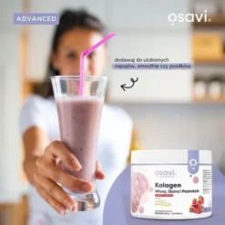Osavi Kolagen Włosy, Skóra i Paznokcie, proszek, smak rabarbarowo-truskawkowy, 150 g