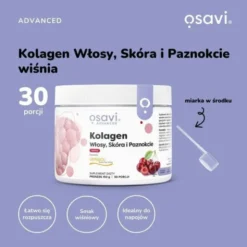 Osavi Kolagen Włosy, Skóra i Paznokcie, proszek, smak wiśniowy, 150 g