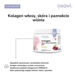 Osavi Kolagen Włosy, Skóra i Paznokcie, proszek, smak wiśniowy, 150 g