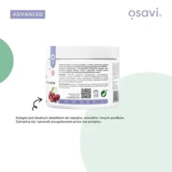 Osavi Kolagen Włosy, Skóra i Paznokcie, proszek, smak wiśniowy, 150 g