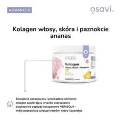 Osavi Kolagen Włosy, Skóra i Paznokcie, proszek, smak ananasowy, 150 g