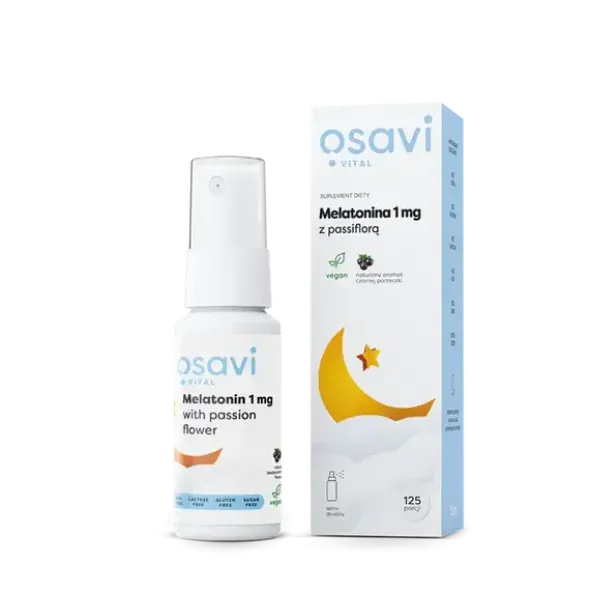 Osavi Melatonina z passiflorą, spray do ust, smak czarna porzeczka, 25 ml