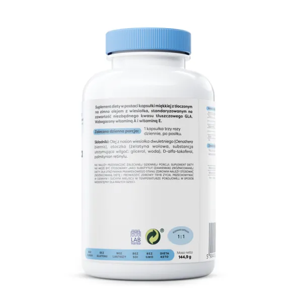 Osavi Olej z wiesiołka 1800 mg z witaminą A i E, kapsułki, 180 szt.