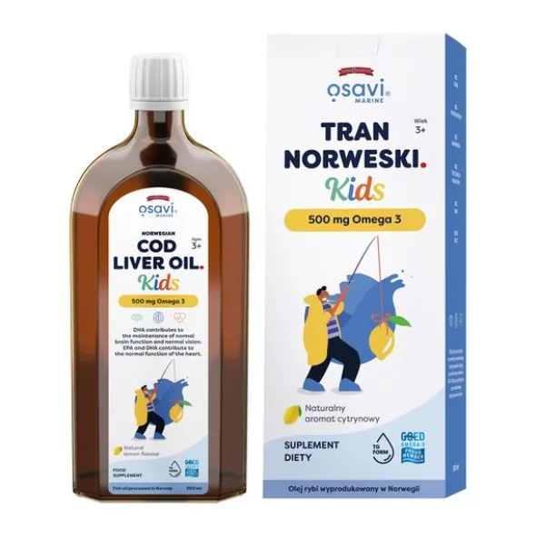 Osavi Tran norweski Kids 500 mg Omega 3, cytrynowy, 500 ml