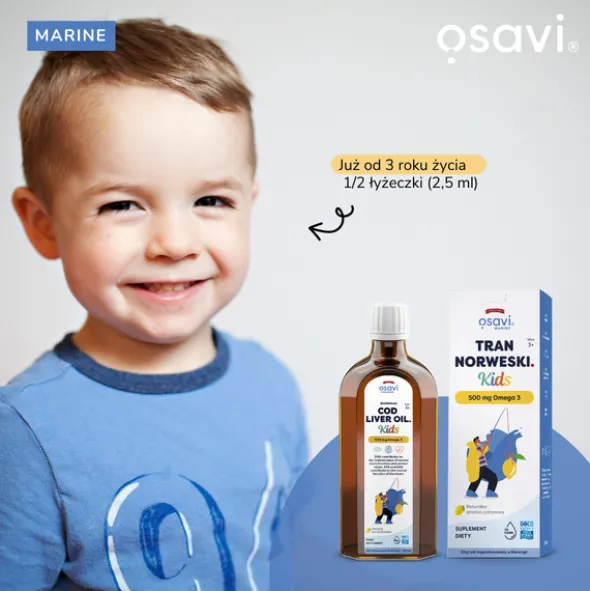 Osavi Tran norweski Kids 500 mg Omega 3, cytrynowy, 500 ml