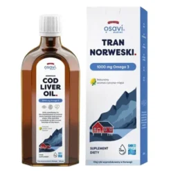 Osavi, Tran norweski 1000 mg Omega 3, olej, smak cytryna-mięta, 250 ml