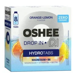 Oshee Drop In Hydrotabs Magnesium + B6, tabletki musujące, smak pomarańcza / cytryna, 8 szt.