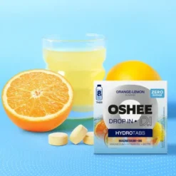 Oshee Drop In Hydrotabs Magnesium + B6, tabletki musujące, smak pomarańcza / cytryna, 8 szt.