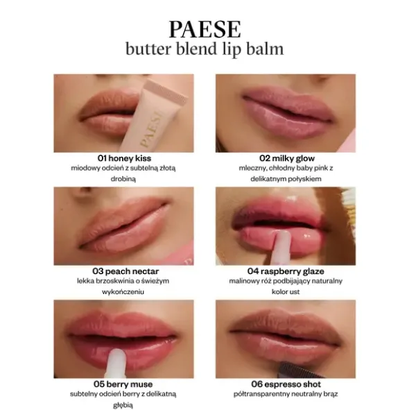 Paese Butter Blend, masełkowy balsam do ust, 01 Honey Kiss, 9 ml